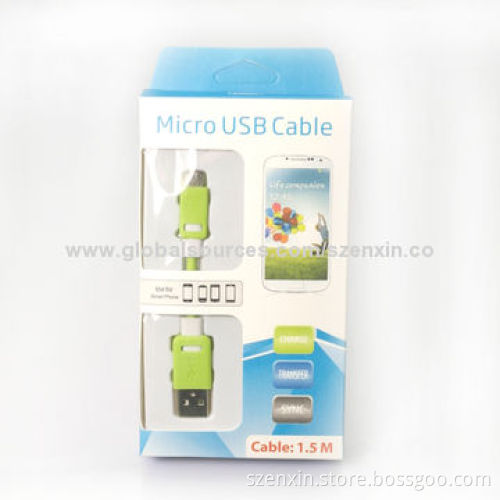 Micro USB New Design Cable with 10 Colors Available for Cellphone and Smartphones, 1.5m Length